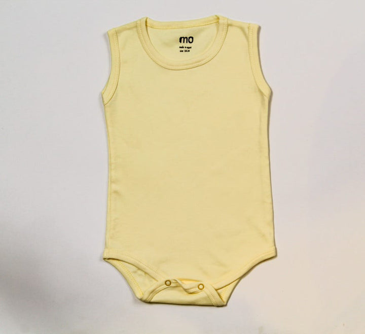 Mo Set Of 3 Cotton Boys Bodysuits | Yellow, Baby Blue & White