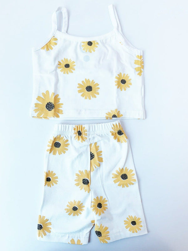 Lovely Land Floral Set for Girls-Off-White-8-9 Years