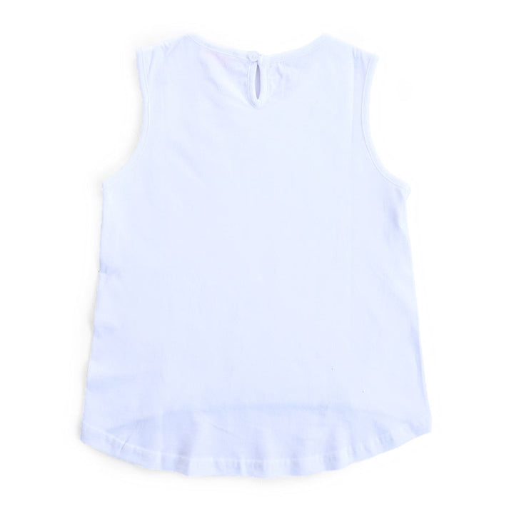 Pompelo Shiny Sequins Sleeveless White Top for Girls