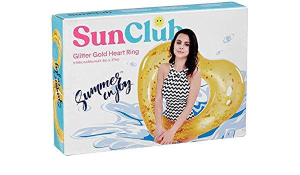 SunClub Glitter Golden Heart Inflatable Ring