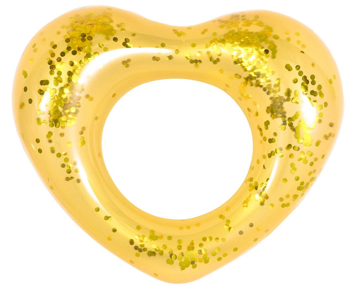 SunClub Glitter Golden Heart Inflatable Ring