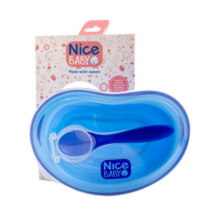 Nice Baby Plate with Spoon and Cover | Blue
