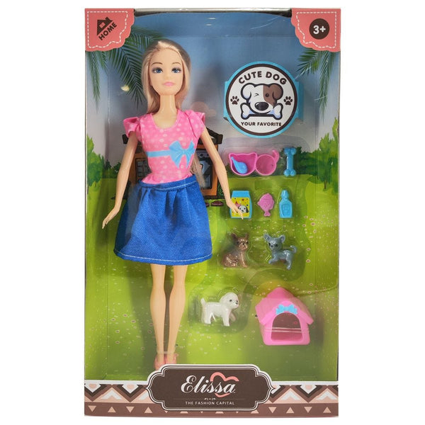 Elissa Home Fashion Doll with Pets Style I | 11.5 inches