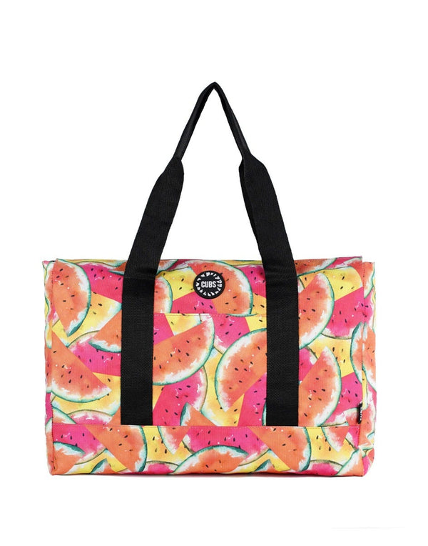 Cubs Red Watermelon Slices and Red Black Women Double Faced Tote Bag