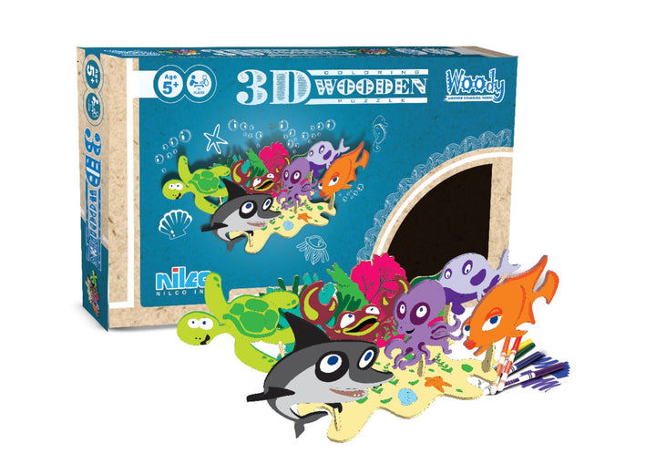 Nilco Sea creatures 3D Woody Puzzle